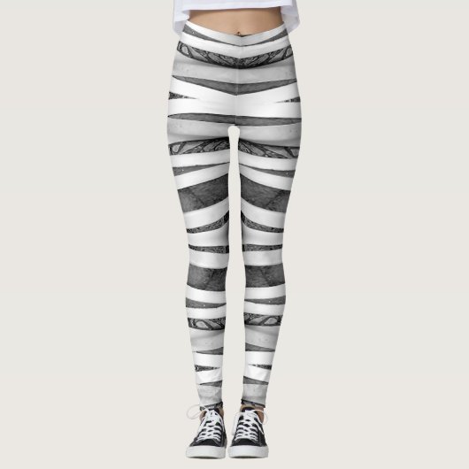 Mummy Wrap Bandages Grunge Verdrietig Halloween Leggings (Voorkant)