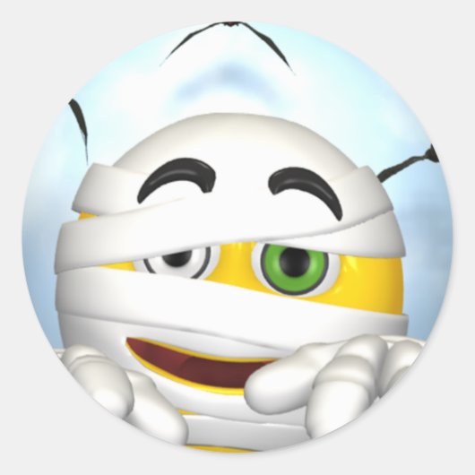 mummyhoofd ronde sticker (Voorkant)