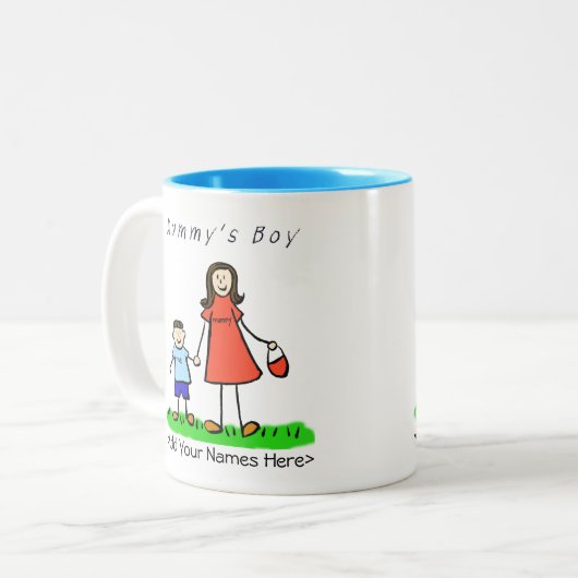 Mummy's Boy - Brunette Moeder & Son Custom Mok (Voorkant links)