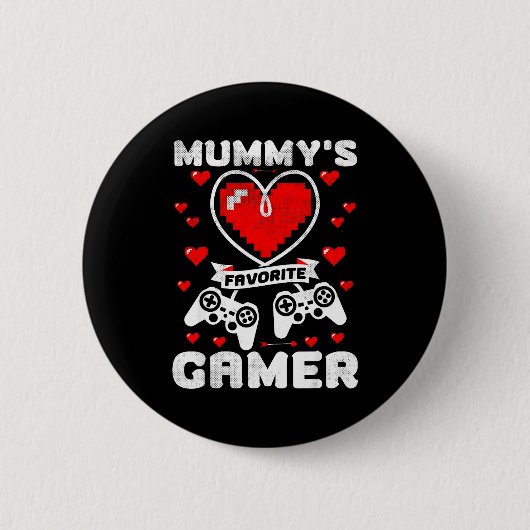 Mummy's Favorite Gamer Funny Boys Kids Valentine's Ronde Button 5,7 Cm (Voorkant)