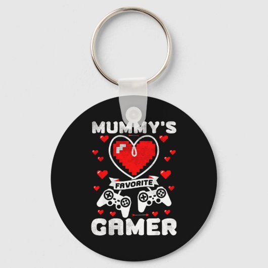 Mummy's Favorite Gamer Funny Boys Kids Valentine's Sleutelhanger (Voorkant)