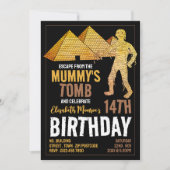 Mummy's Tomb Theme, Escape Room Birthday Party Kaart (Voorkant)