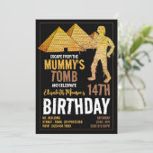 Mummy's Tomb Theme, Escape Room Birthday Party Kaart (Staand voorkant)
