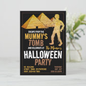 Mummy's Tomb Theme, Escape Room Halloween Party Kaart (Staand voorkant)