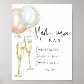 Mumosa Bar Roze & Blauw Ballon Geslacht onthullen  Poster (Voorkant)