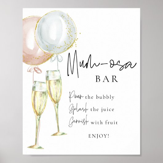 Mumosa Bar Roze & Blauw Ballon Geslacht onthullen  Poster (Voorkant)