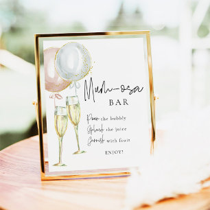 Mumosa Bar Roze & Blauw Ballon Geslacht onthullen Poster