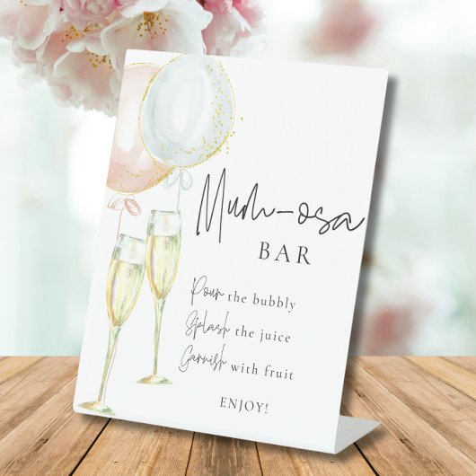 Mumosa Bar Roze & Blauw Ballon Geslacht onthullen  Reclamebord Met Voetstuk