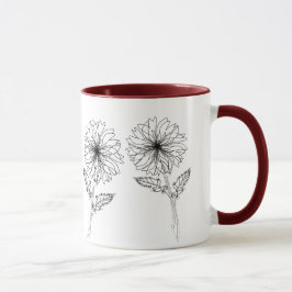 Mums Chrysanthemum Bloemen Tekening Tuinman Mok