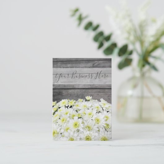 Mums Floral Plant Wooden Boards  Visitekaartje (Staand voorkant)