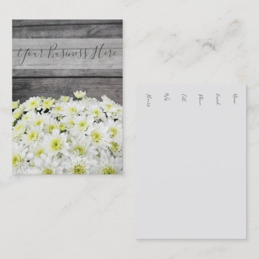 Mums Floral Plant Wooden Boards  Visitekaartje (Voorkant / Achterkant)