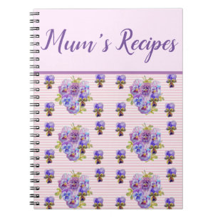 Mums Recipes Pansy Shabby Paarse Floral Flower Notitieboek