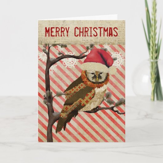 Mums Uil Gestreepte Kerst Kaart (Voorkant)