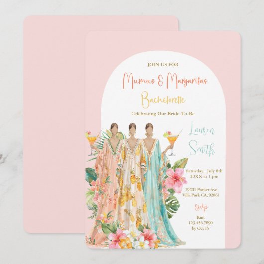 Mumu's en Margaritas Tropical Bachelorette Party Kaart (Voorkant / Achterkant)