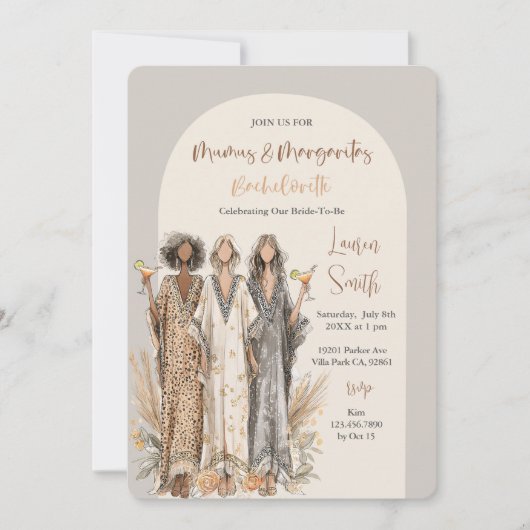 Mumu's en Margaritas vrijgezellenfeest Kaart (Voorkant)