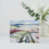 Munch Expressionistisch Winterveld Sneeuw Kunst Briefkaart (Staand voorkant)