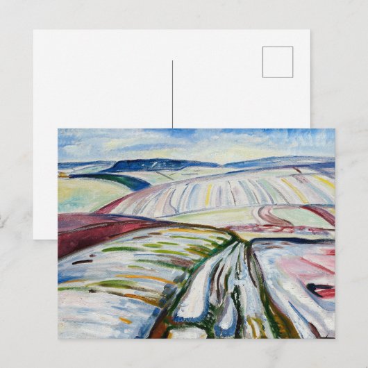 Munch Expressionistisch Winterveld Sneeuw Kunst Briefkaart (Voorkant / Achterkant)