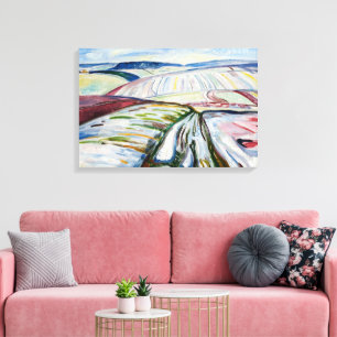 Munch Expressionistisch Winterveld Sneeuw Kunst Canvas Afdruk