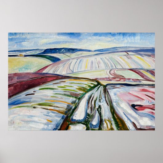 Munch Expressionistisch Winterveld Sneeuw Kunst Poster (Voorkant)