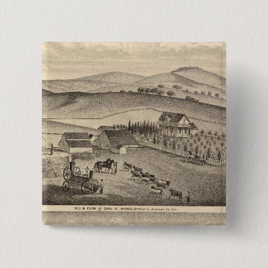 Munch, Stanley residences, boerderijen Vierkante Button 5,1 Cm (Voorkant)