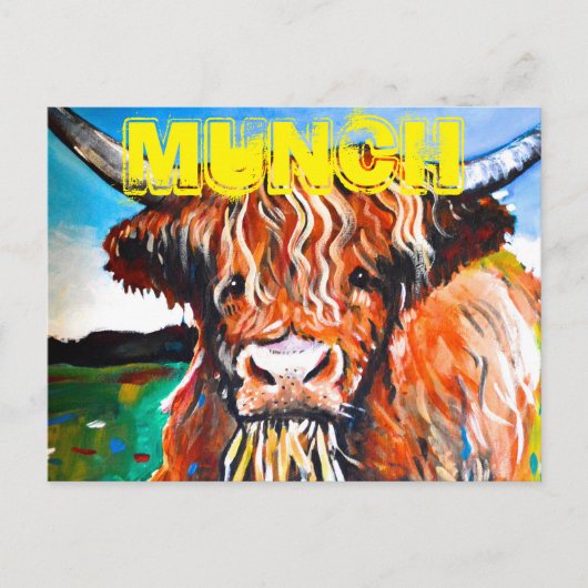 Munch The highland Coo Briefkaart (Voorkant)