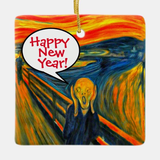 Munch the Scream New Year keramische decoratie (Voorkant)