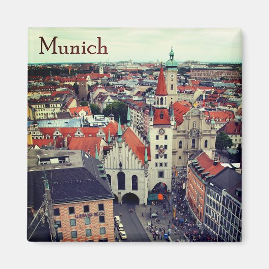 München Altes Rathaus vanaf Marienplatz Souvenir Magneet (Voorkant)