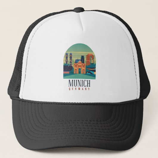 München Bavaria Duitsland Vintage Travel Trucker Pet (Voorkant)