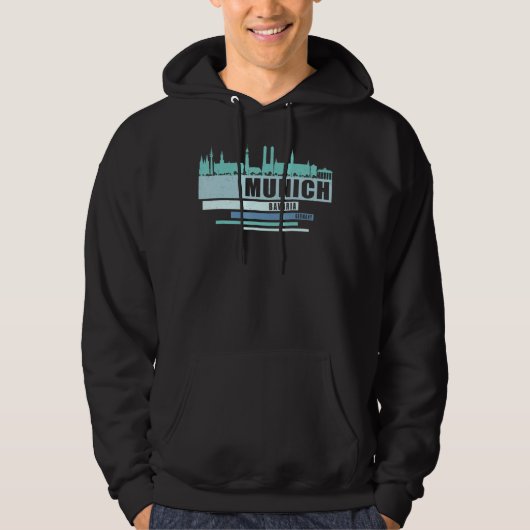 München Bavaria Germany Souvenir - Skyline München Hoodie (Voorkant)