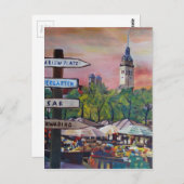 München Bavaria Viktualienmarkt met signaalborden Briefkaart (Voorkant / Achterkant)