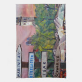 München Bavaria Viktualienmarkt met signaalborden Theedoek (Verticaal)