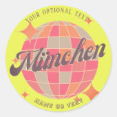 München Bayern Deutschland Retro neon geel Ronde Sticker (Voorkant)