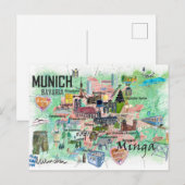 München Beieren Duitsland Geïllustreerde Reisgids  Briefkaart (Voorkant / Achterkant)