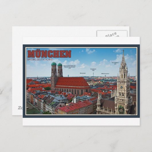 München Cityscape Briefkaart (Voorkant / Achterkant)