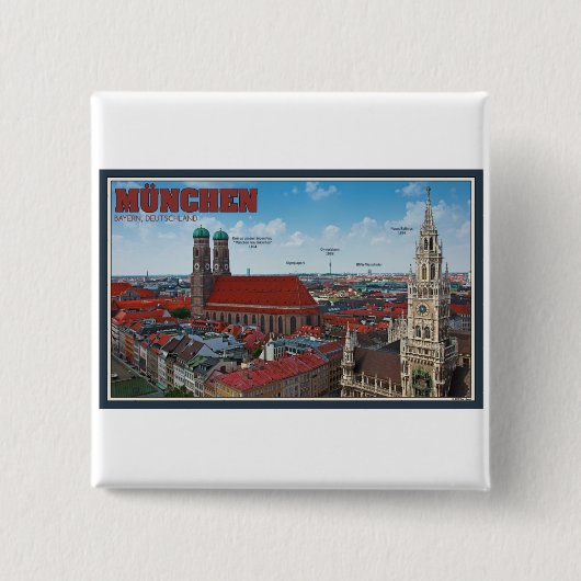 München Cityscape Vierkante Button 5,1 Cm (Voorkant)