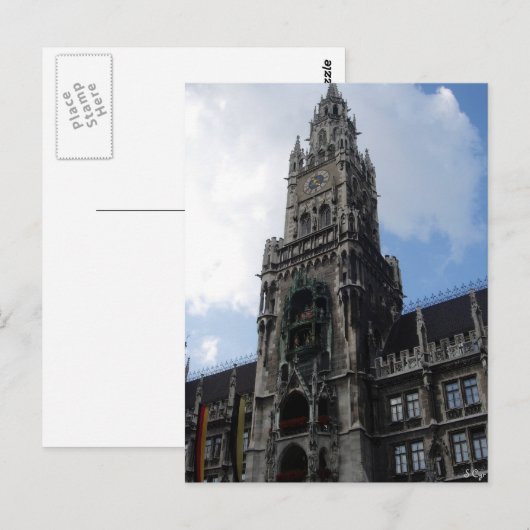 München Clock Tower Marienplatz Briefkaart (Voorkant / Achterkant)