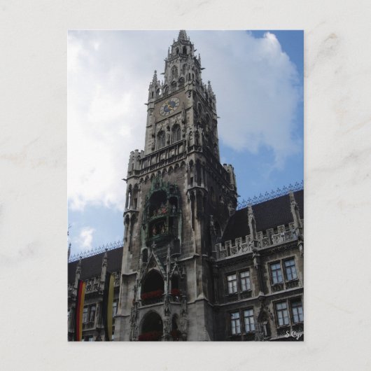 München Clock Tower Marienplatz Briefkaart (Voorkant)