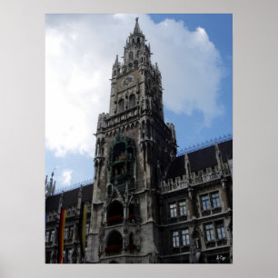 München Clock Tower Marienplatz, S Cyr Poster