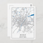 München Deutschland City Map Eenvoudig reizen Briefkaart (Voorkant / Achterkant)