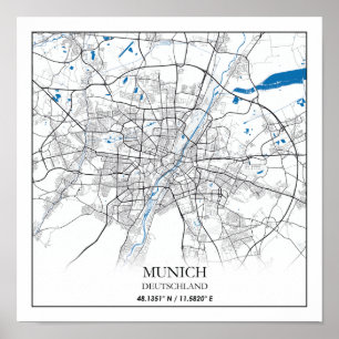 München Deutschland City Map Eenvoudig reizen Poster