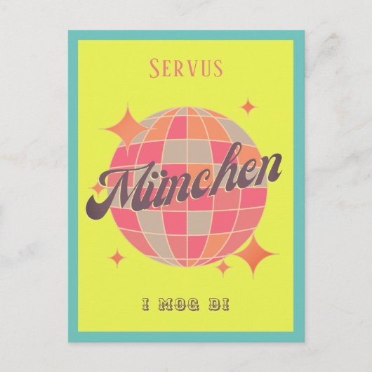 München Deutschland Retro Servus neon Briefkaart (Voorkant)