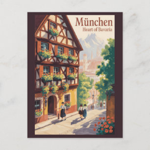 München Duitsland Beieren Illustratie Reis Kunst Briefkaart