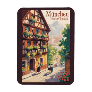 München Duitsland Beieren Illustratie Reizen Kunst Magneet