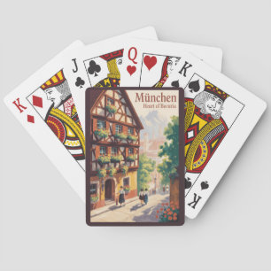 München Duitsland Beieren Illustratie Reizen Kunst Pokerkaarten