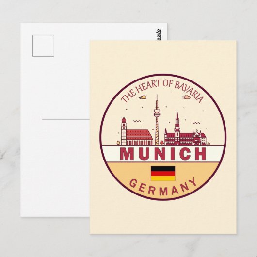München Duitsland City Skyline Emblem Briefkaart (Voorkant / Achterkant)