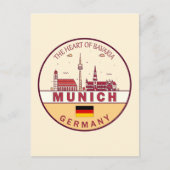 München Duitsland City Skyline Emblem Briefkaart (Voorkant)