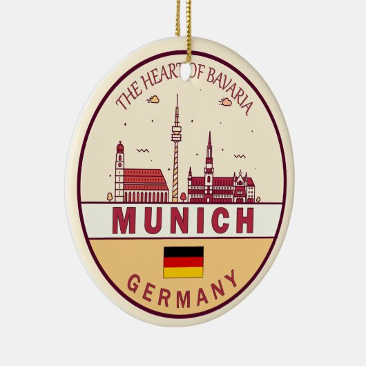 München Duitsland City Skyline Emblem Keramisch Ornament (Rechts)