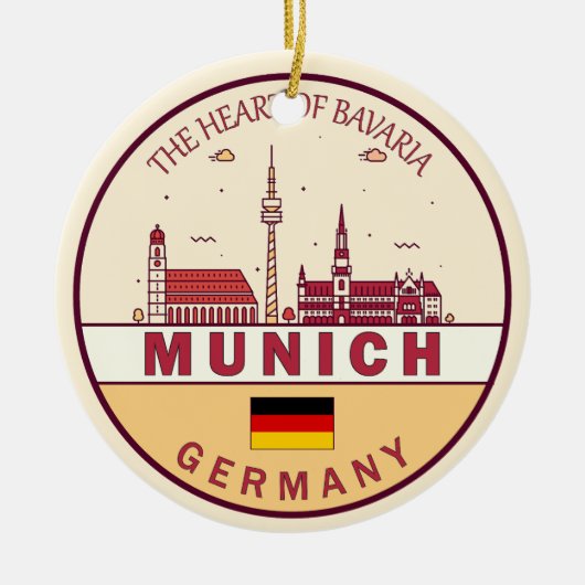 München Duitsland City Skyline Emblem Keramisch Ornament (Voorkant)
