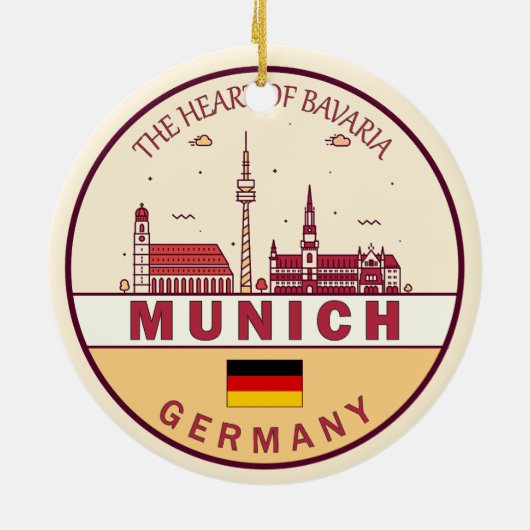München Duitsland City Skyline Emblem Keramisch Ornament (Achterkant)