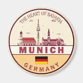 München Duitsland City Skyline Emblem Magneet (Voorkant)